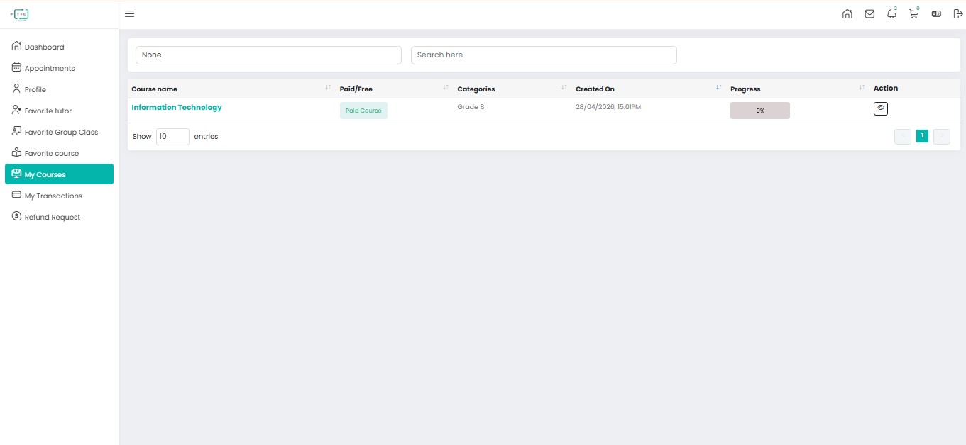 My Courses Dashboard