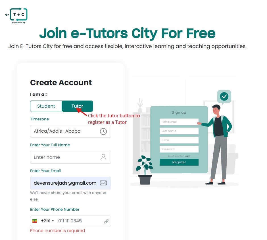 Tutor Signup Form